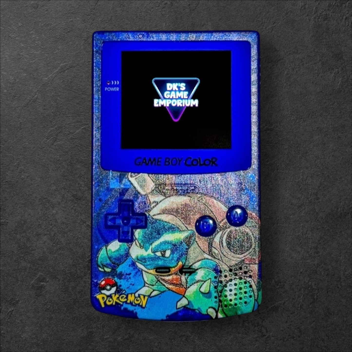 Nintendo GBC Game Boy Color Pokémon Blue Blastoise Custom Mod Console