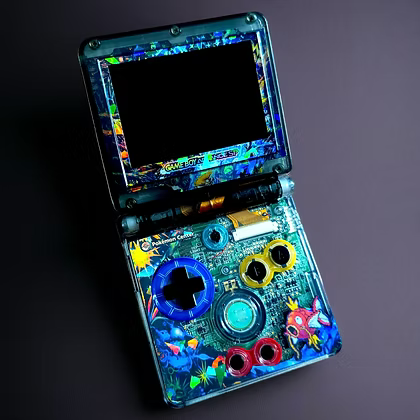 Nintendo GBA SP Game Boy Advance SP Pokémon Rainbow Magikarp Custom Mod Console
