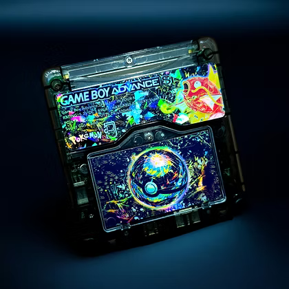 Nintendo GBA SP Game Boy Advance SP Pokémon Rainbow Magikarp Custom Mod Console