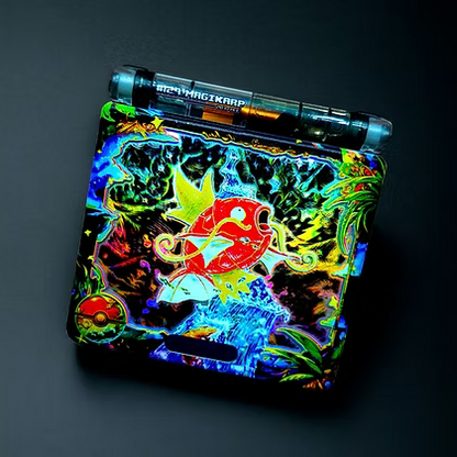 Nintendo GBA SP Game Boy Advance SP Pokémon Rainbow Magikarp Custom Mod Console