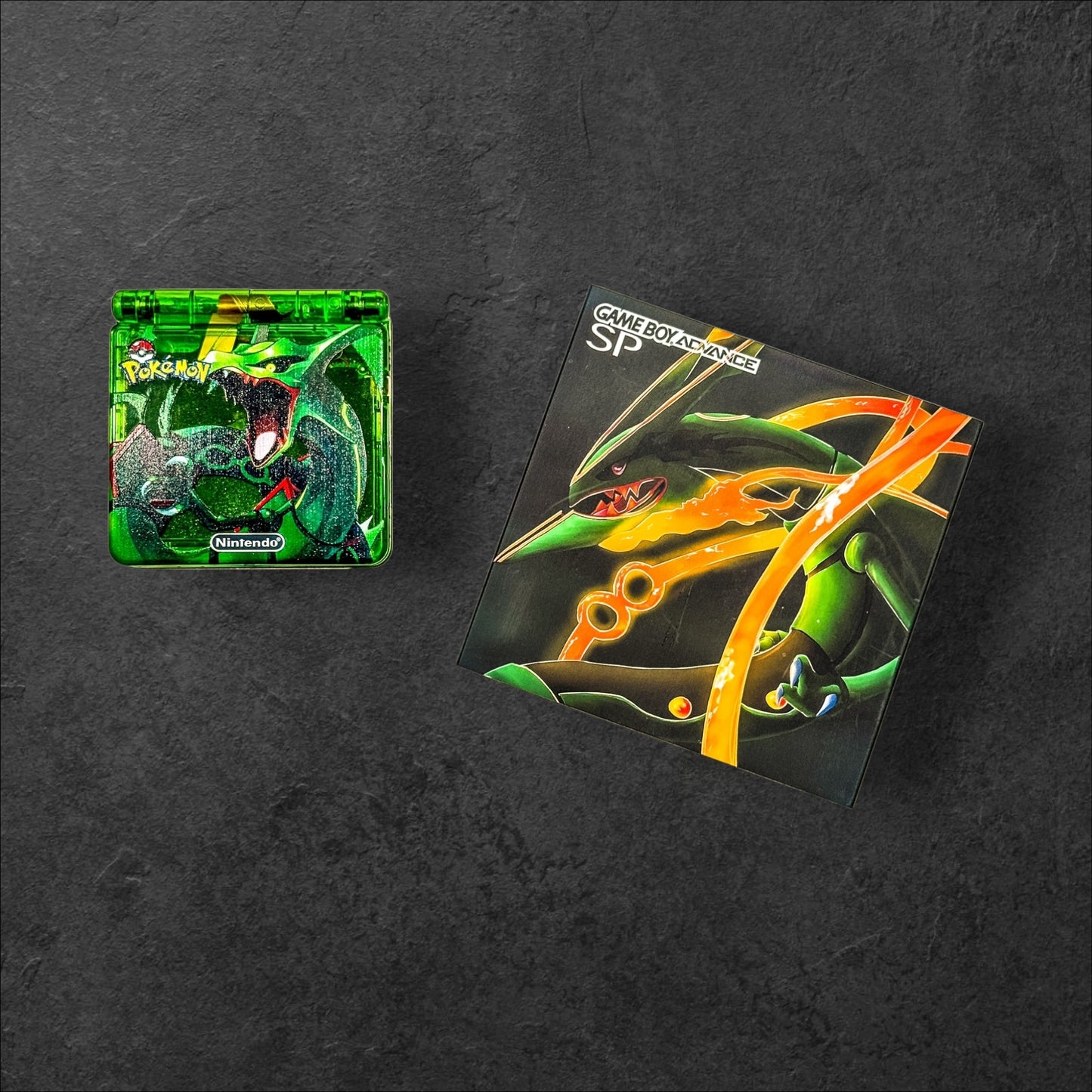 Nintendo GBA SP Game Boy Advance SP Pokmon Emerald Rayquaza Custom Mo DK's Game Emporium Nintendo GBA SP Game Boy Advance SP Pokmon Emerald Rayquaza Custom Mo DK's Game Emporium